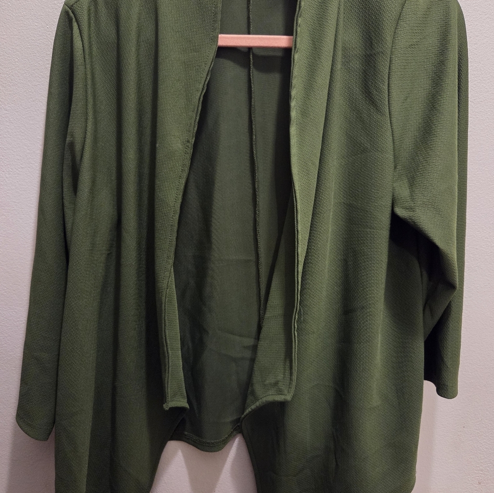 Green Open Front Cardigan